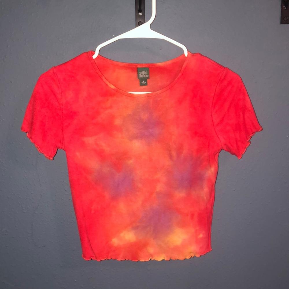 Ribbed tie-dye crop-top